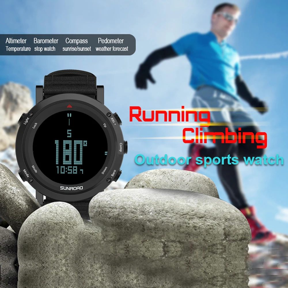 Спортивные цифровые часы SUNROAD с GPS-трекером умные будильником водонепроницаемые