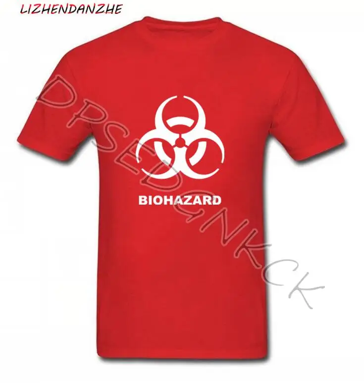 Мужская хлопковая футболка с коротким рукавом принтом логотипа BIOHAZARD лето 047 |