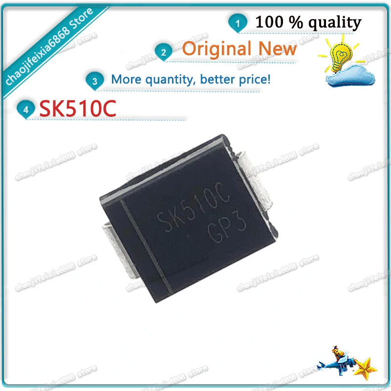 50pcs/lot! SK510C SK5I0C SS510 5A 100V SMC DO-214AB Schottky diodes NEW ORIGINAL | Integrated Circuits