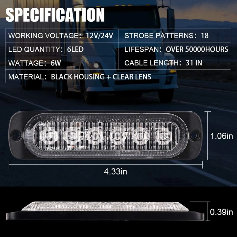 NEW 4X красные синие 6LED автомобиль Грузовик аварийный Маяк Предупреждение
