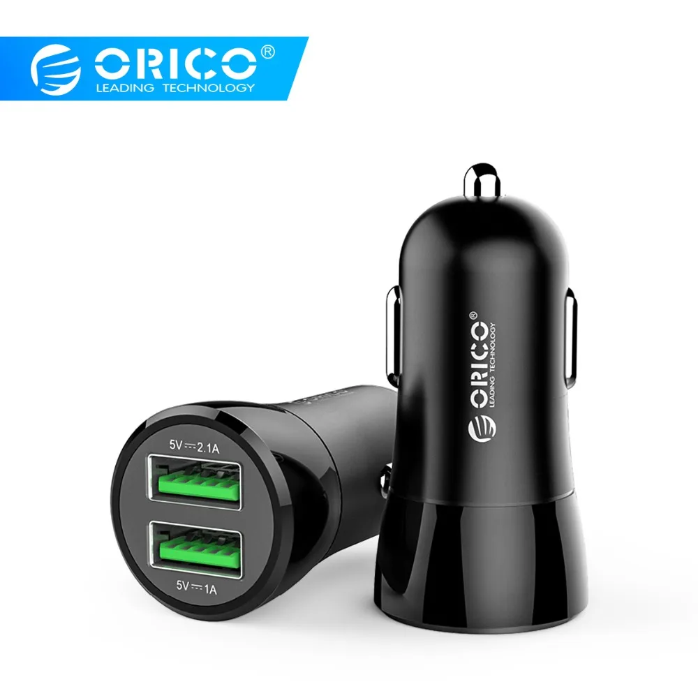 ORICO мини USB Автомобильное зарядное устройство для мобильного телефона планшета 2.1A быстрое зарядное устройство двойной выход 12 Вт макс зарядное устройство адаптер
