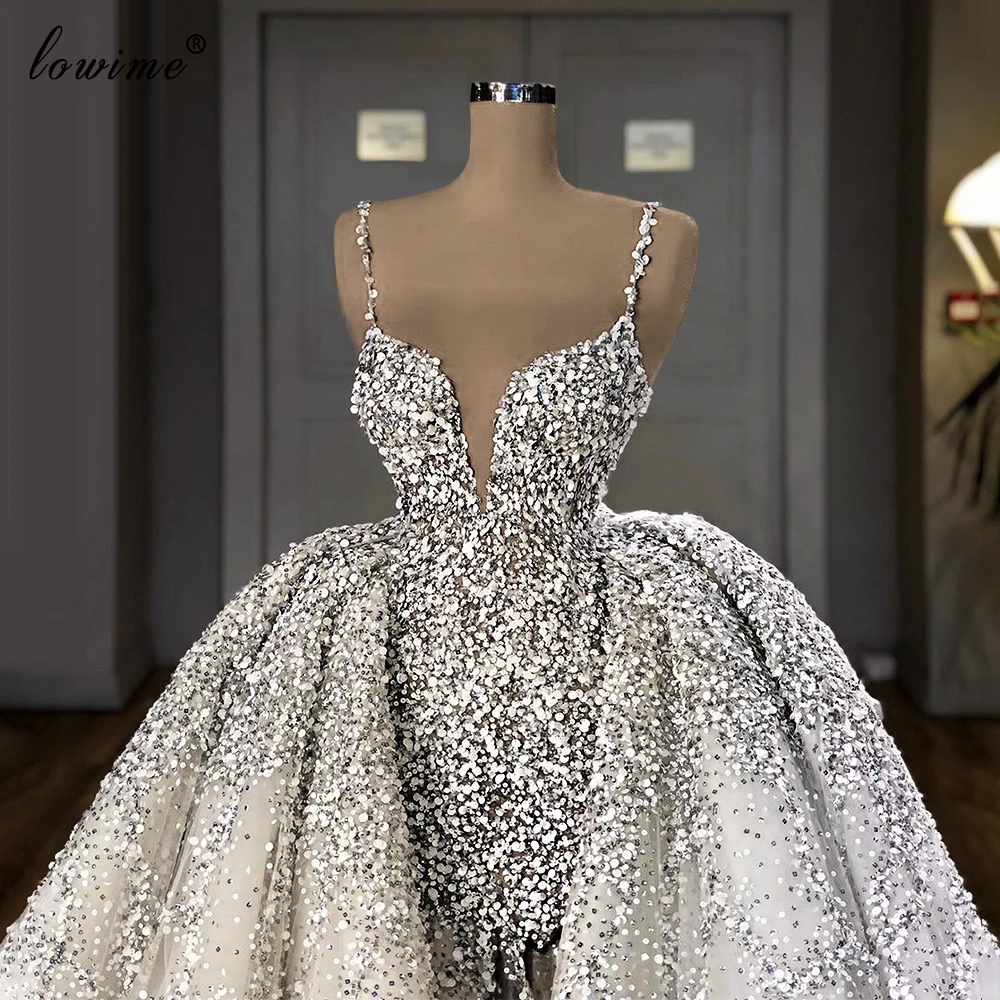 Luxury Heavy Handmade Sewing Wedding Dresses 2020 Spaghetti Elegant Princess Wedding Gowns Chapel Vestido De Noiva Customize