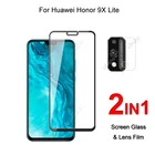 Стекло с полным покрытием для Honor 9X Lite, защита экрана, защитное закаленное стекло, Взрывозащищенная пленка для объектива камеры