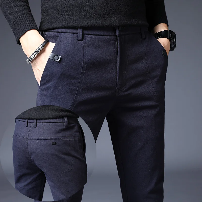 Весенне-осенние тонкие прямые брюки для мужчин новые модные мужские