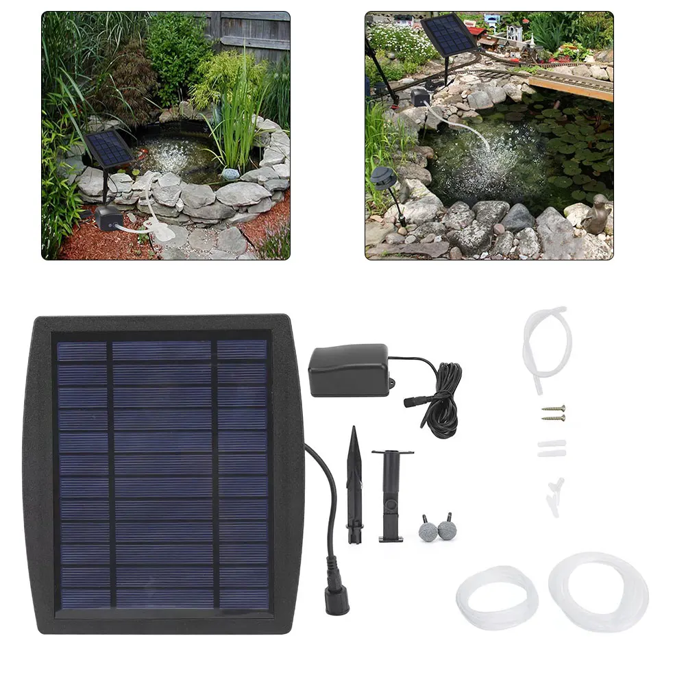 

Solar Air Pump Kit Inserting Ground Water Air Pump Oxygenator Air Compressor Pond Aerator With Hoses Aquarium Bathroom Kitchen