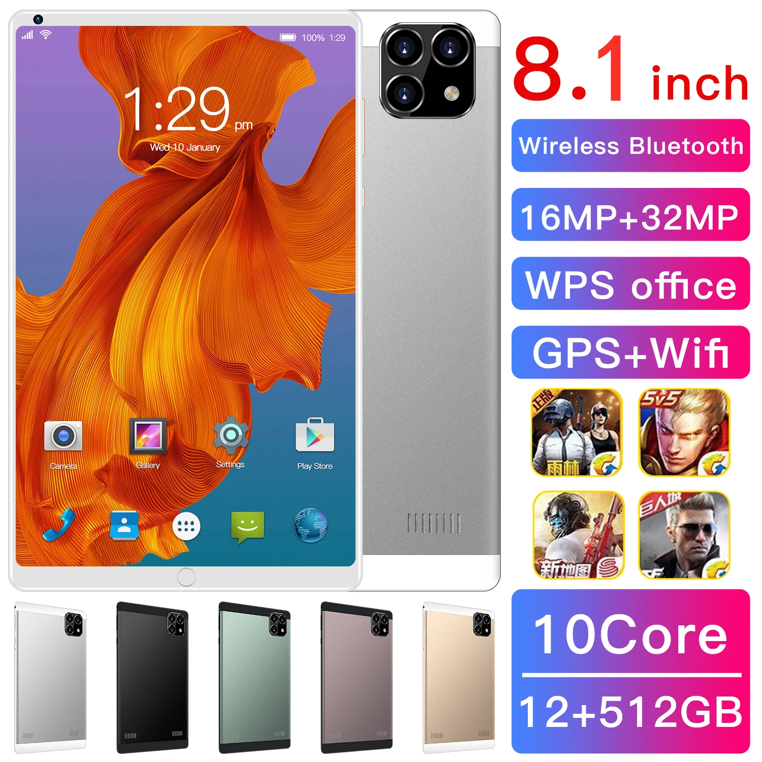 

8.1 inch tablet,equipped with Android 9.0,octa-core processor,Google Play,GPS and WIFI phone,8 inch tempered glass,brand new