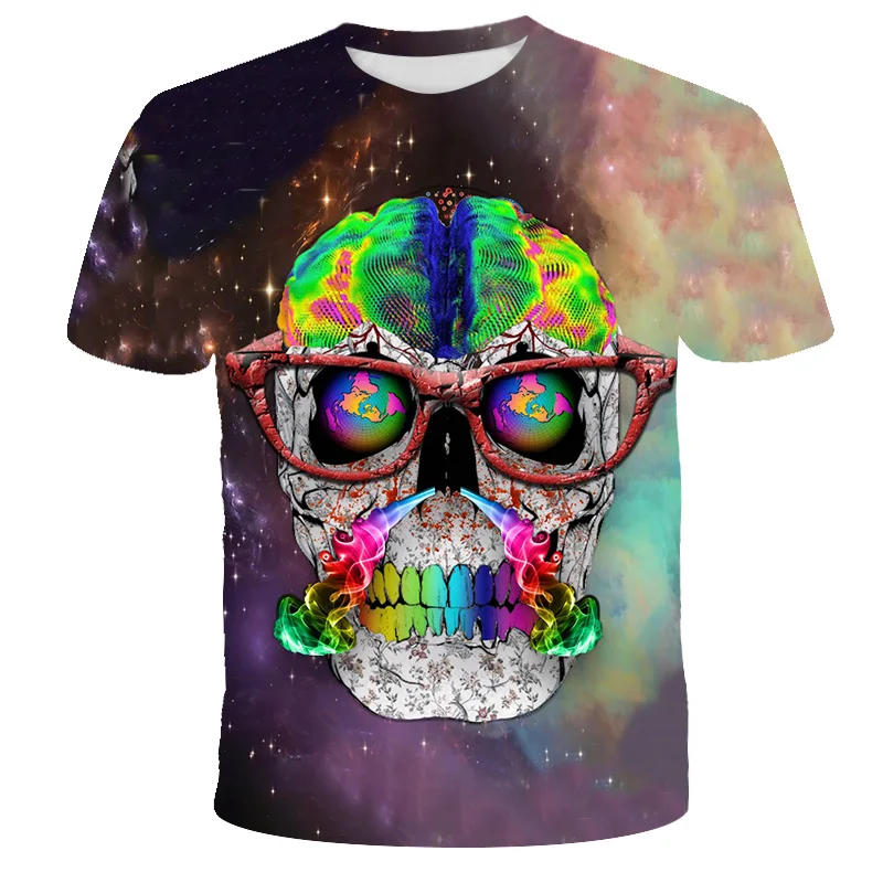 

2021 New Drop Ship 3D Printed T-shirt Boys And girls Shirt Punk Style Novel Top Tees Skull Children T shirt Size 4T-14T