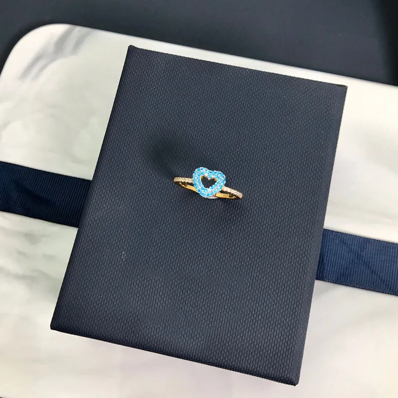 

s925 sterling silver ring August new lake blue heart-shaped ring For women fashion bohemian style Monaco jewelry Party gifts