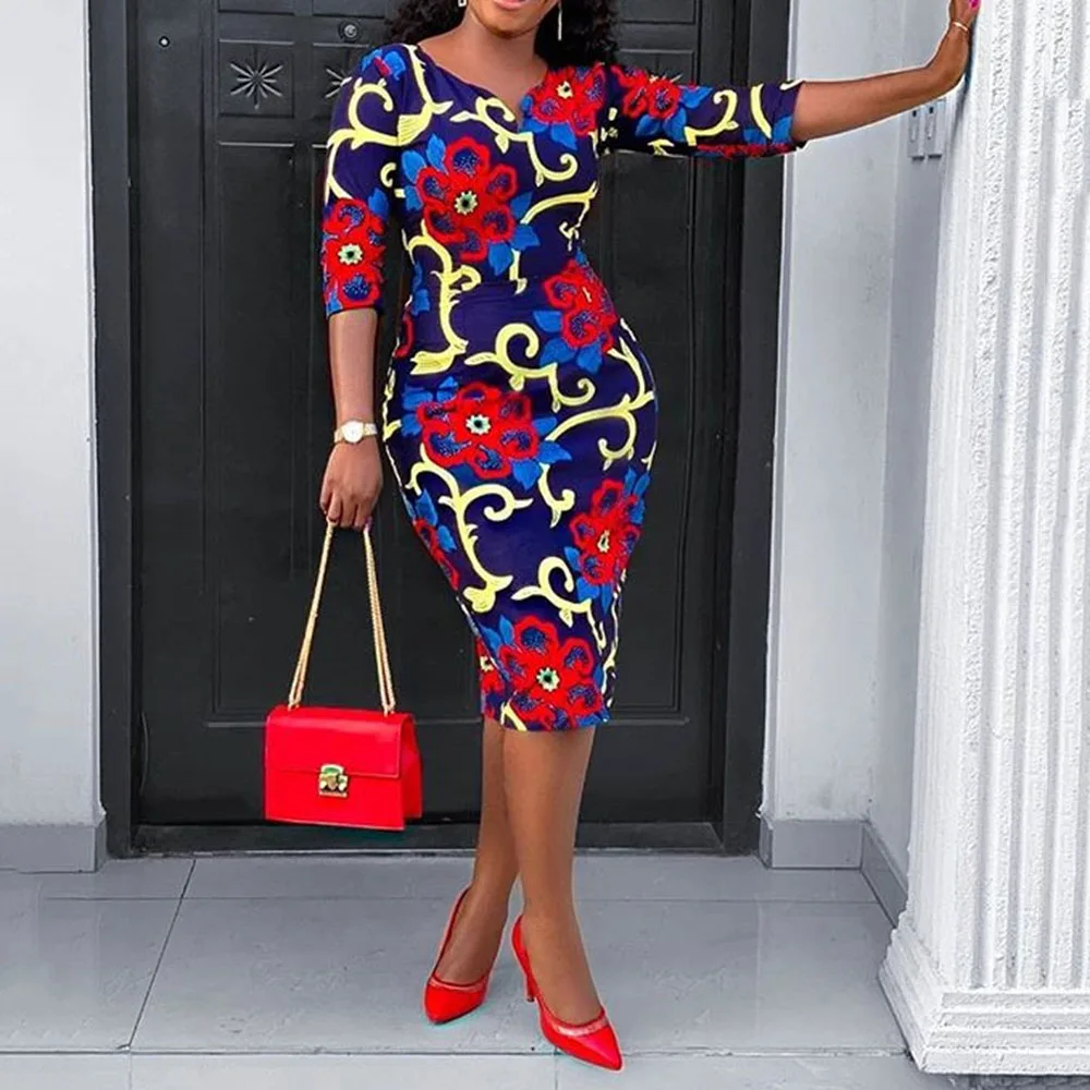 Женское коктейльное платье с цветочным принтом вечерние платья в африканском