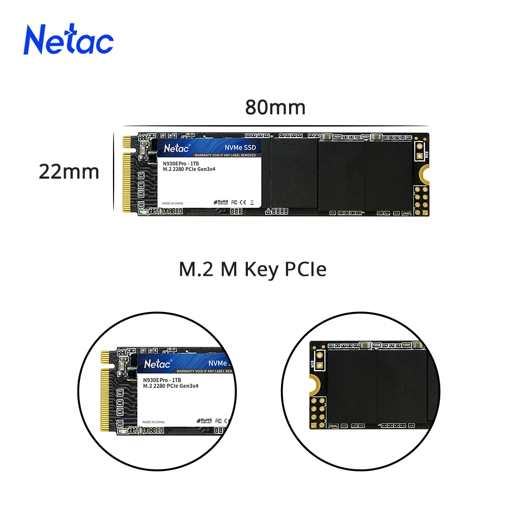 Внутренний твердотельный накопитель Netac M2 SSD NVMe 1 ТБ 500 Гб 250 ГБ 512 256 128 M.2 2280