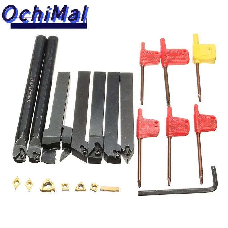 

64Pcs/Set 12mm Shank Lathe Turning Tool Holder with 50pcs Carbide Inserts DCMT CCMT MGMN ER IR Include T8 Wrenches
