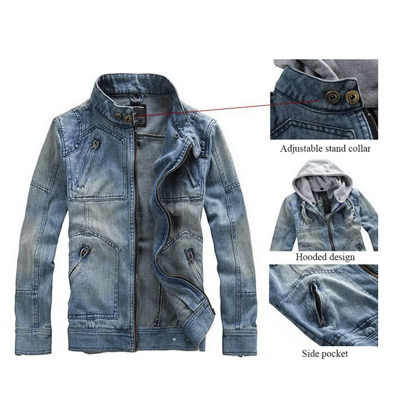 CYSINCOS 2020 новая мужская куртка модная повседневная тонкая синяя джинсовая с