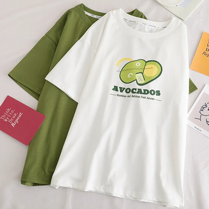 Женская футболка с коротким рукавом и принтом авокадо летняя забавная круглым