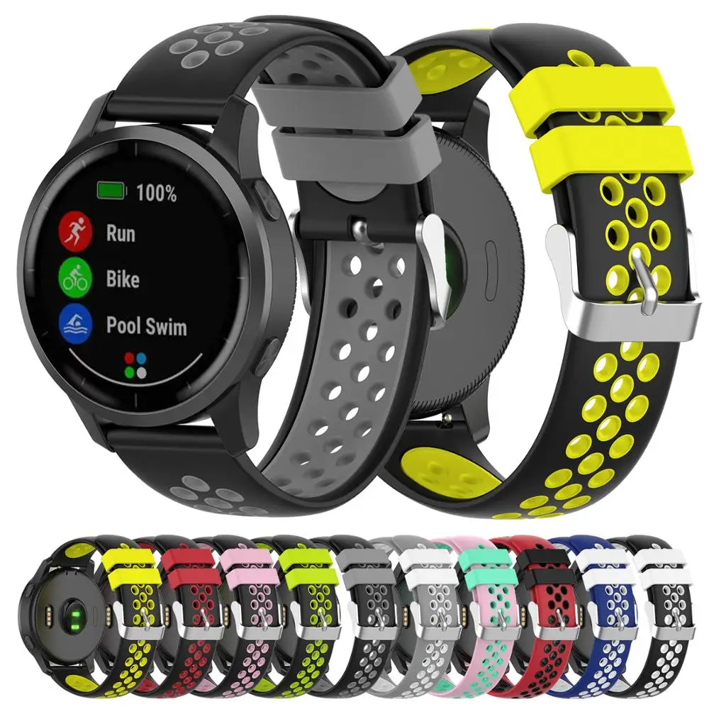 22 мм ремешок для часов Garmin vivoactive 4's Sport Силиконовый ремешок для часов сменные спортивные часы ремешок на запястье резиновый браслет