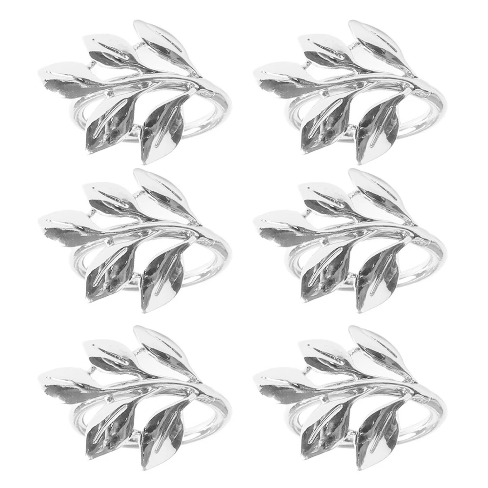 

6Pcs Napkin Rings Metal Napkin Holder Wedding Gifts Party Decor Fashion Maple Leaf Napkin Button Decoration Accessories
