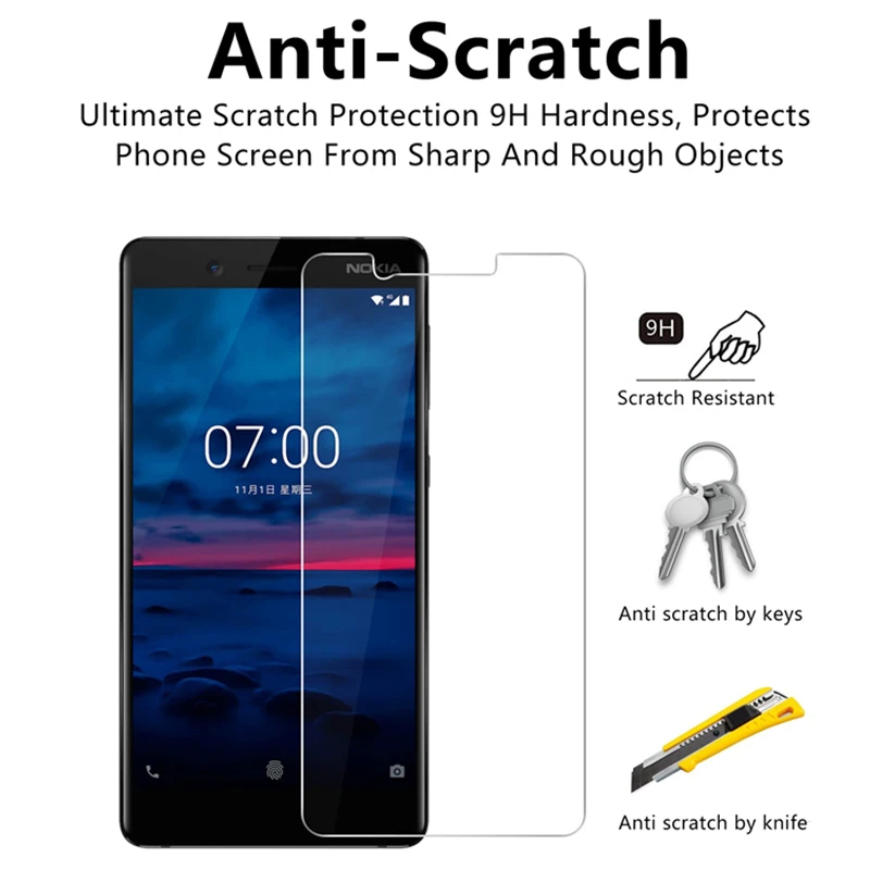 2 Pieces 9H Hard Glass Protective Glass Screen Protector Film for Nokia 7.2 6.2 7 6 5 Tempered Glass for Nokia 5.1 Plus 6.1 7.1