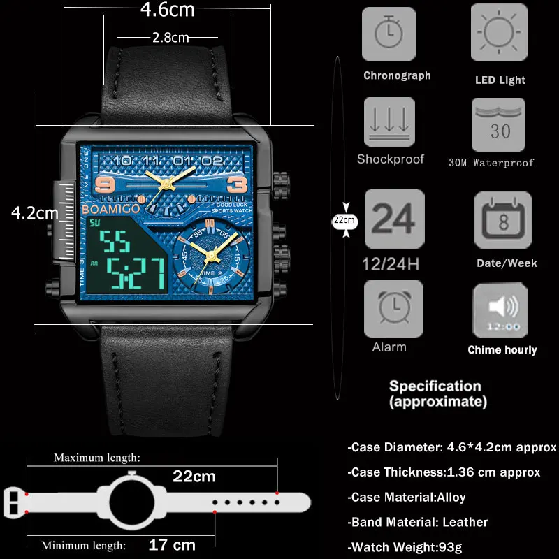 Мужские водонепроницаемые кварцевые часы с кожаным ремешком 3 часовых пояса 2021 |