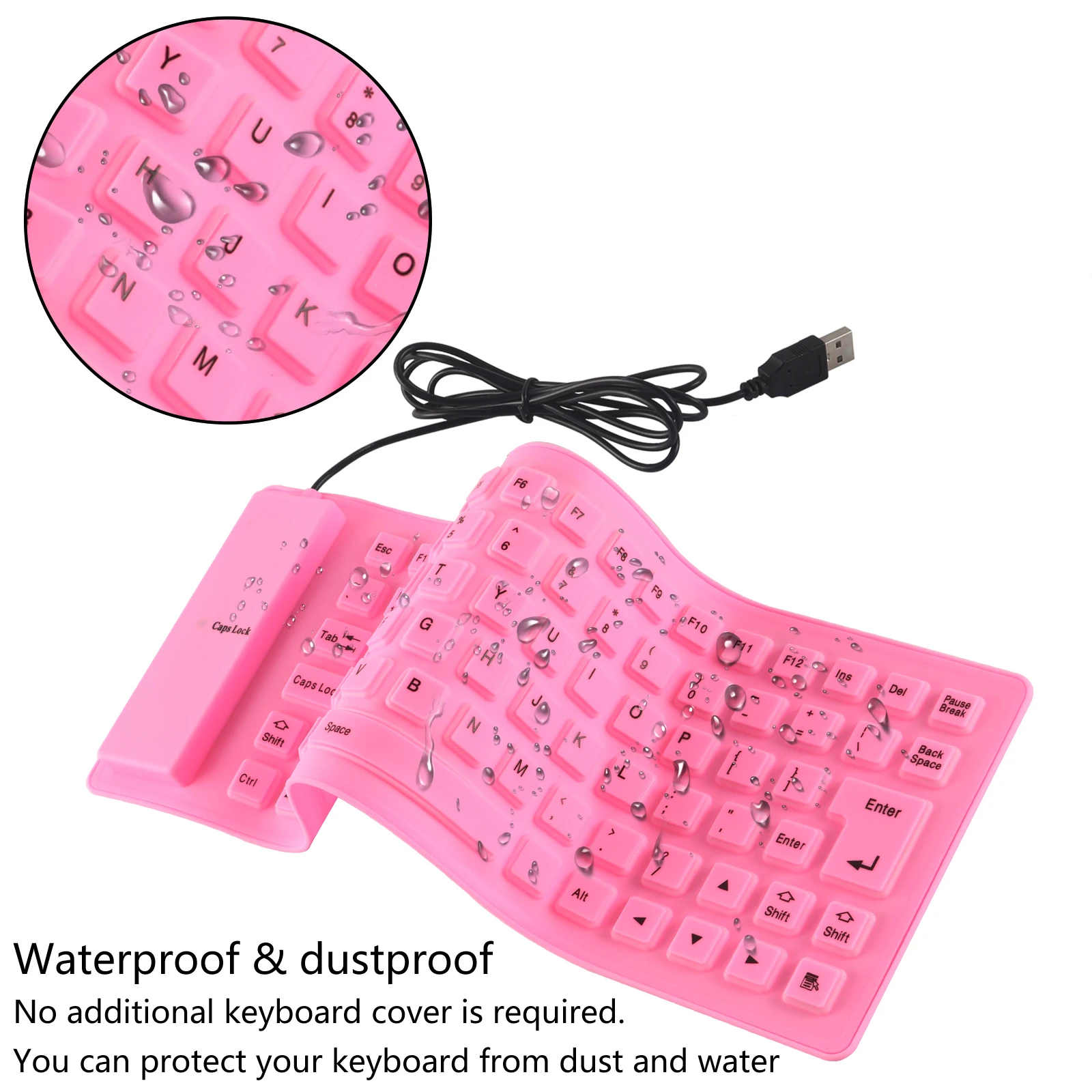 Гибкая складная проводная USB-клавиатура