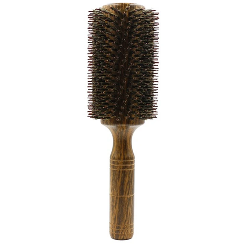 

Wild Boar Bristle Wooden Round Brush Long Hair Styling Comb Curly And Straight Hair Comb