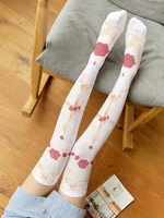 sexy womens pink rose thigh high silk stockings kawaii cosplay overknee lovely girl students nylon stockings two dimensional