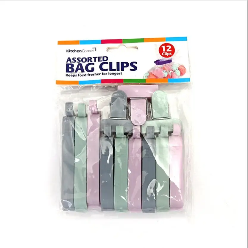 12pcs VIERUODIS закуска запечатывания Клип Пластиковые закуски свежая закаточная машина для пищевых продуктов кухонный мешок для хранения мини-еда зажим для пакетов 12 шт./компл - Цвет: 12pcs