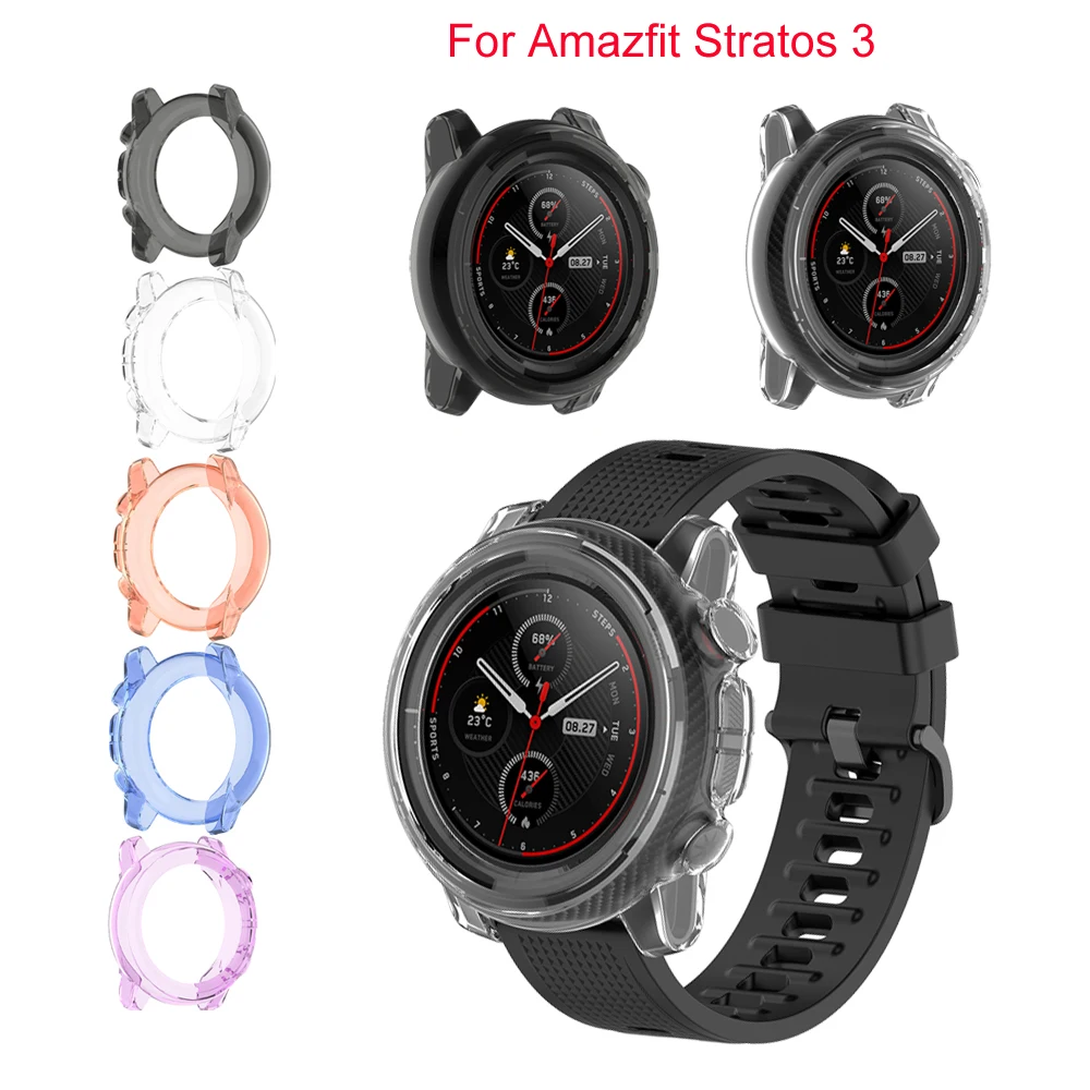 Прозрачный защитный бампер из ТПУ чехол рамка для часов Xiaomi Amazfit Stratos 3 ремешок