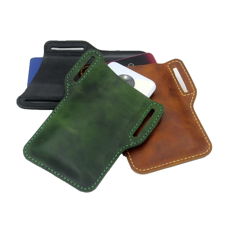 

Hand Made Mobile Phones Genuine Leather Holster Universal Case Portable Cellphone Belt Bag