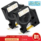 Лента для этикеток совместимый с Dymo D1, 12 мм х 3 м, золотистая, блестящая, белая, для принтера производитель этикеток Dymo, LW280, 150, 120P