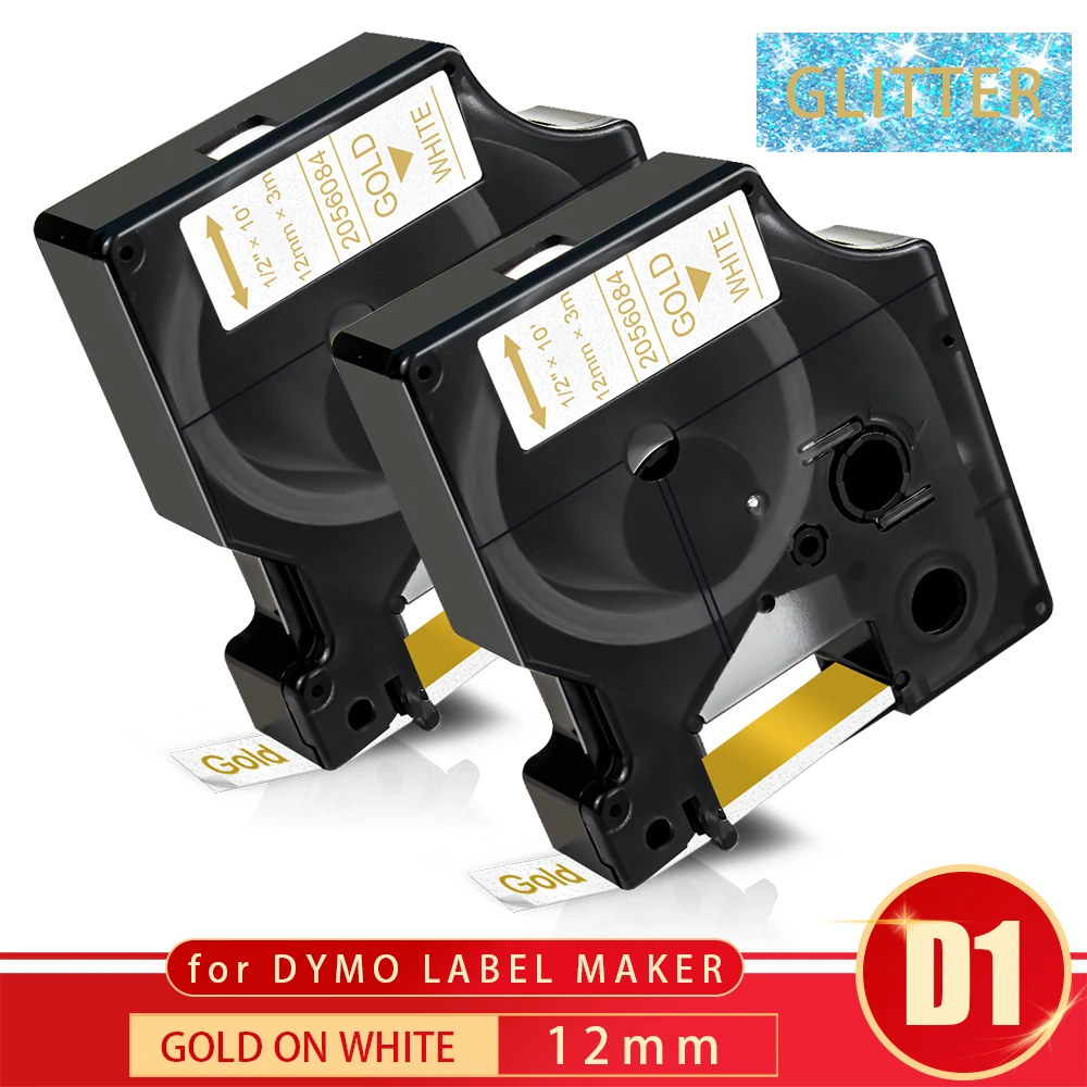 Яркая Лента Topcolor совместимый с Dymo D1 12 мм * 3 м Золотая блестящая белая лента
