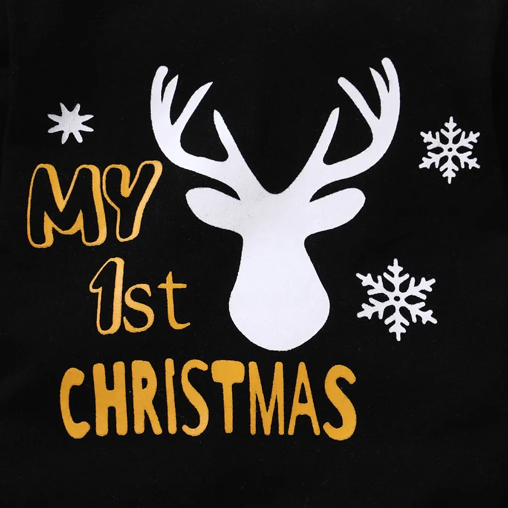

Newborn Infant Baby Girls Boys My First Christmas Baby Girls Cartoon Print Romper Jumpsuit+pants 3pcs Set Christmas's Baby Gifts