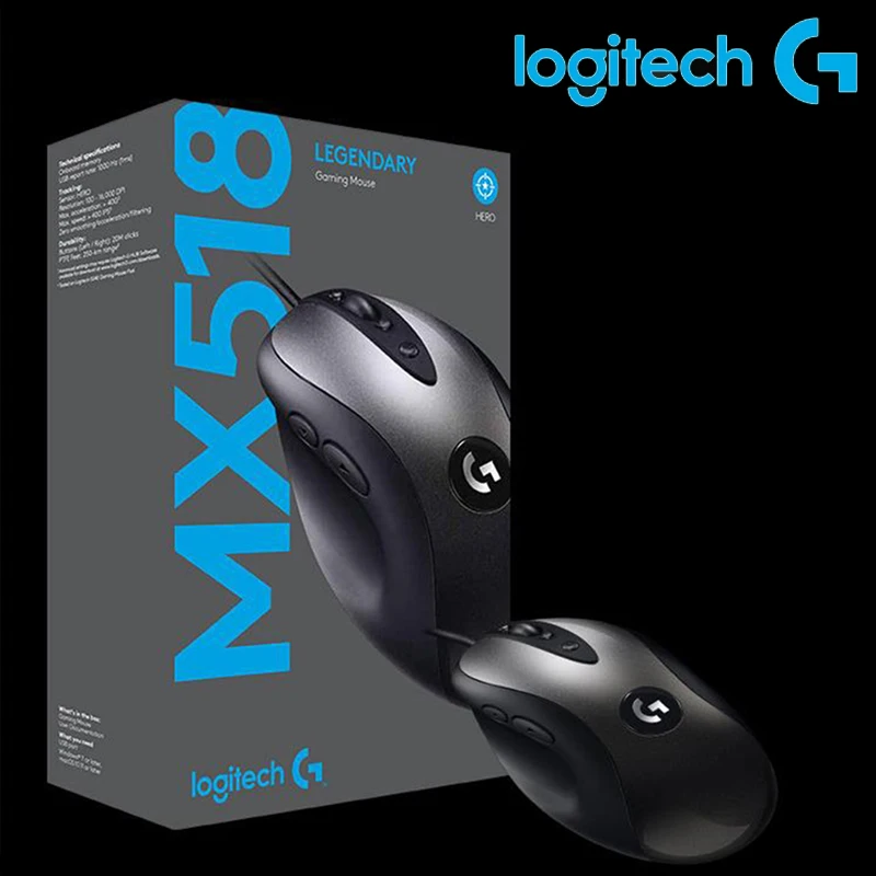 

Logitech Gaming Mouse MX518 Legendary With HERO 1.6K DPI Optical 400 IPS Classic Fever Level Mouse For Power User Legend Reborn