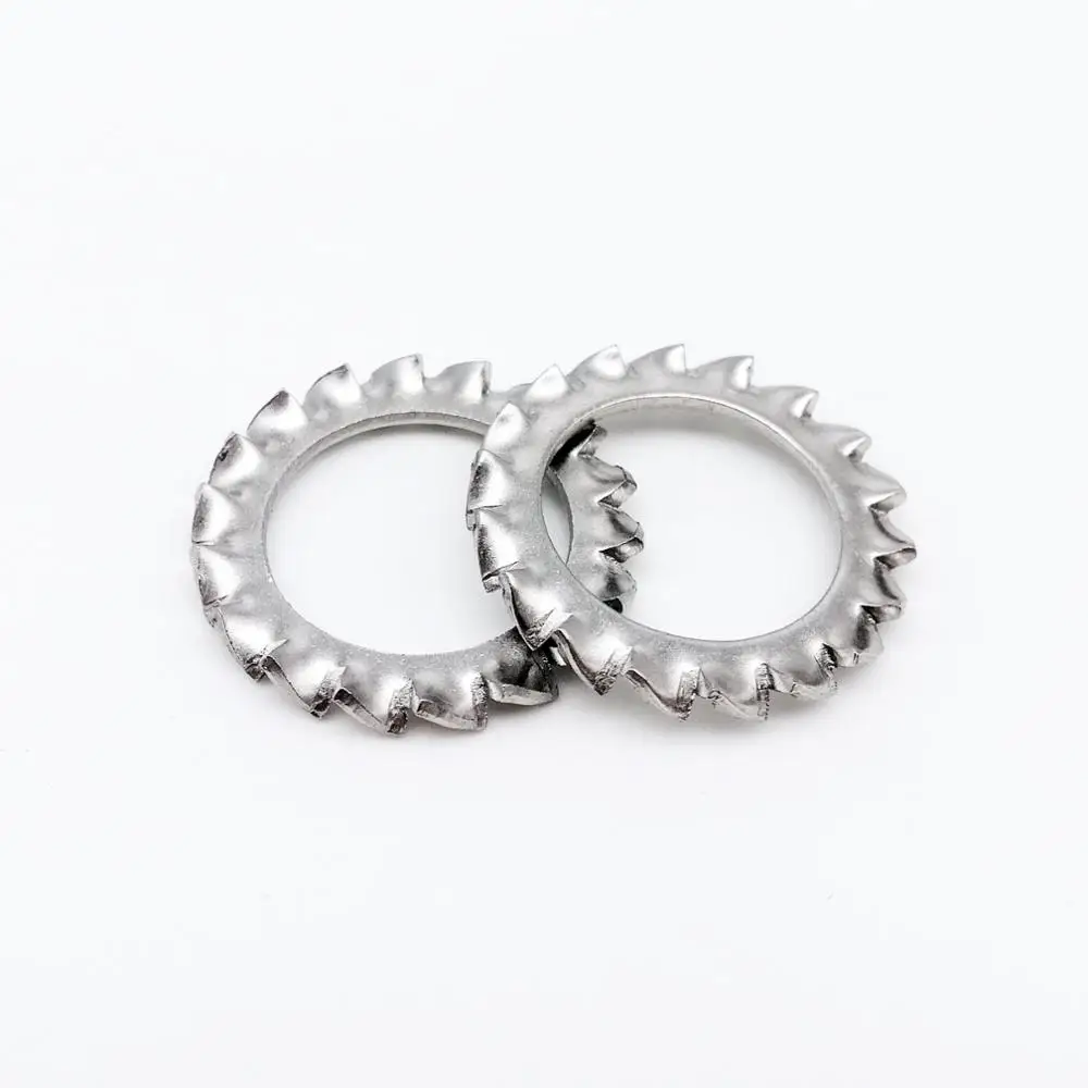 5/10/50 M2.5 M3 M4 M5 M6 M8 M10 M12 M14-M24 GB862.2 DIN6798A A2 304 Stainless Steel External Toothed Serrated Lock Washer Gasket |