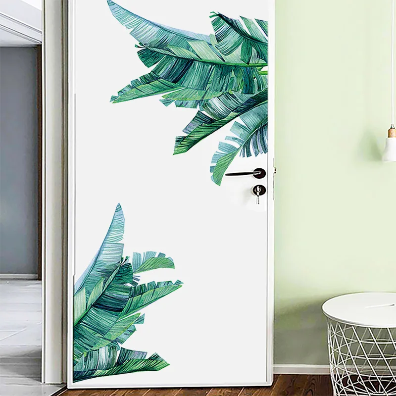 Tropical Green Banana Leaf Wall Stickers for Bedroom Living room Door Decor Removable PVC Vinyl Decals Home Decoration | Дом и сад