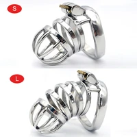 male stainless steel cock cage chastity device with cathete bird cage stealth new lock chastity cage adult belt sex toy a275