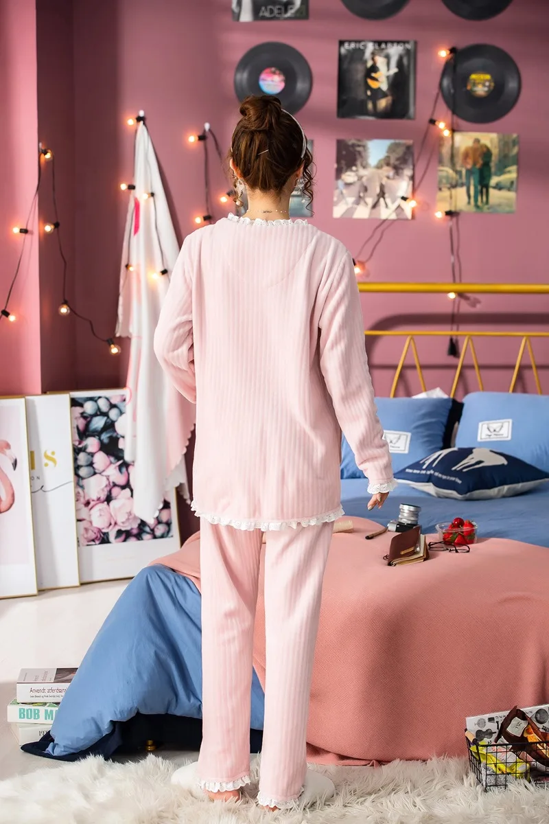 2019 зимние женские пижамы утолщенная фланелевая домашняя теплая пижама в стиле