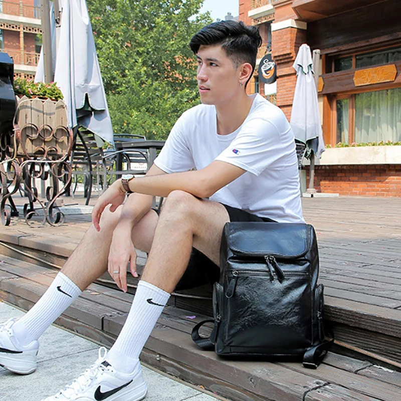 

Vintage Laptop100% Genuine Leather Backpacks for School Bags Men Travel Leisure Backpacks Retro Casual Bag Schoolbags Teenager