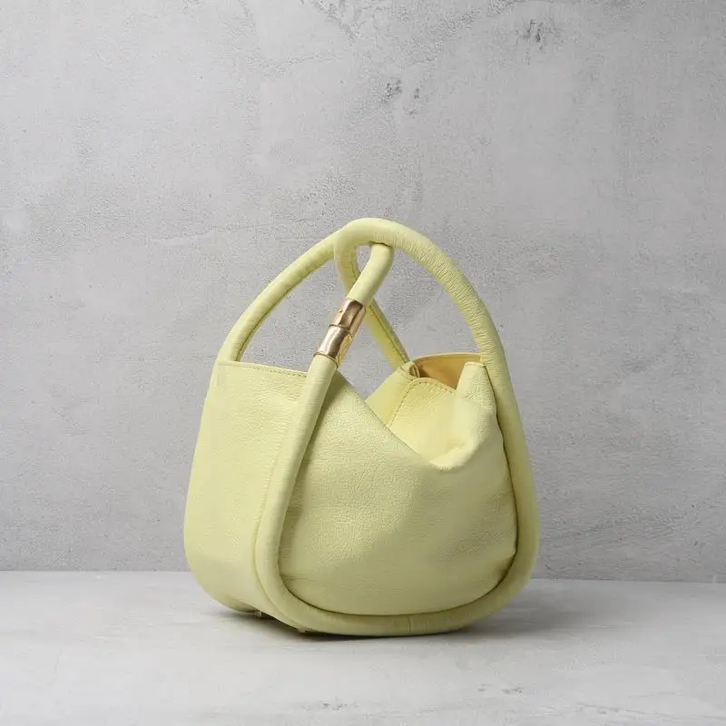 

First Layer Cowhide Bucket Bag New Fashion Genuine Leather Women Bag Portable Square Bag