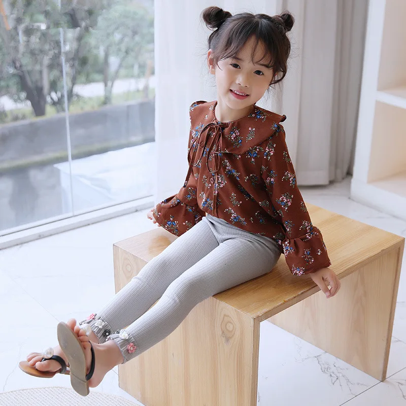 Осенние штаны для девочек Зимняя Одежда маленьких зимние детские леггинсы под