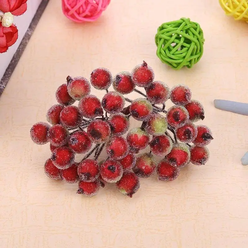 Mini Fake flower Fruit Small Berries Artificial Flower cherry Stamen Wedding Home Christmas Decorative with 40 Heads | Дом и сад