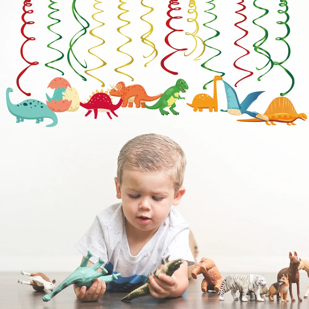 

Dinosaur Party Decorations Baby Shower RAWR PVC Dino Ceiling Hanging Spirals Swirls for Kids Happy Birthday Party Supplies