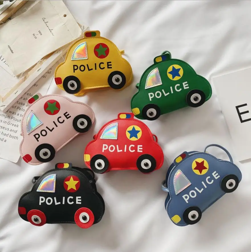

Kids Cartoon Police Car Mini Crossbody Bag Fashion Car Shape Shoulder Bag Cute Messenger Purse for Children Boys Girls