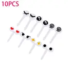 10 шт.партия мини вилка для фруктов с глазами, Мультяшные пищевые медиаторы, Детская закуска, торт, десерт, еда, фруктовые вилки, обед, бенто, аксессуары для вечерние Dec