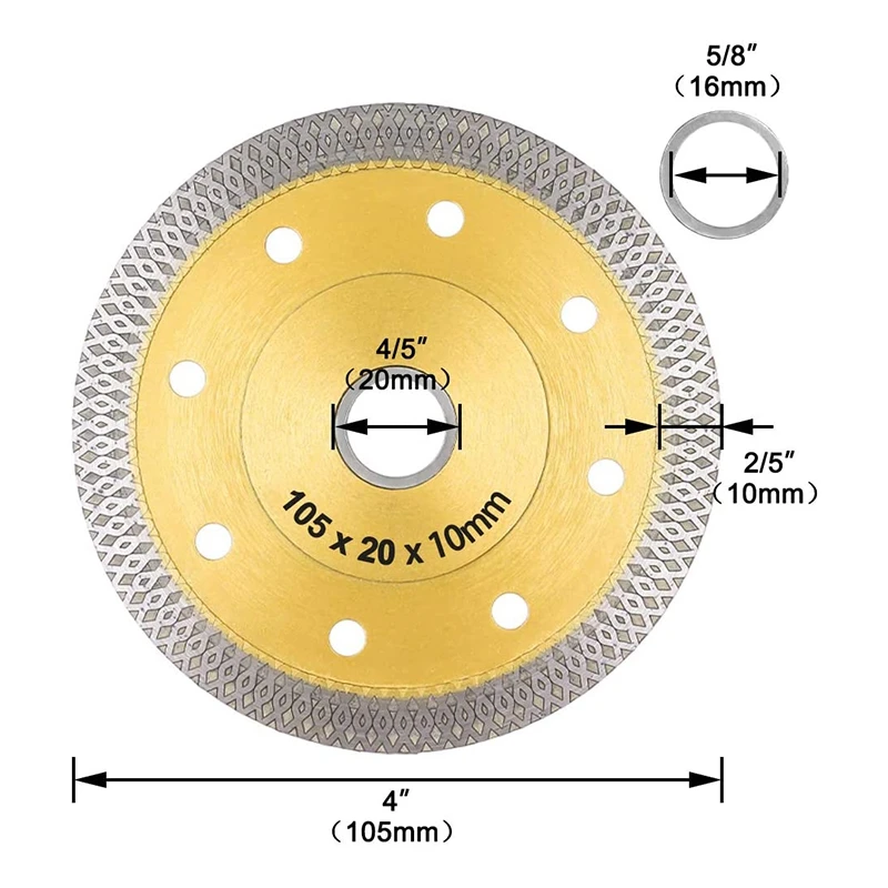 

2pcs 4 inch Thin Diamond Saw Blade Tile Blades Cutting Disc Wheel for Cutting Porcelain Ceramic Tiles Granite Marble