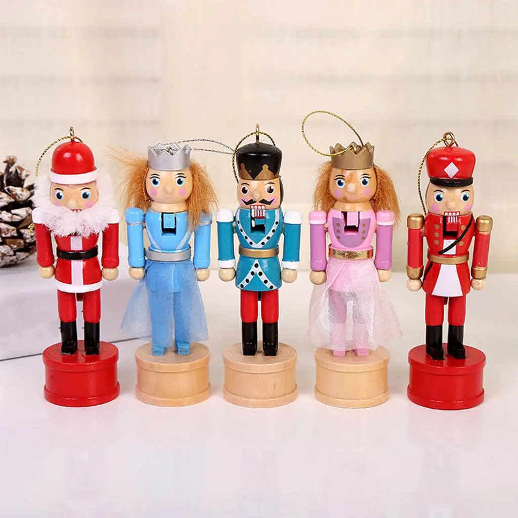 

5Pcs Classic Handcraft Wooden Nutcracker Solider Toy Holiday Decorative Xmas