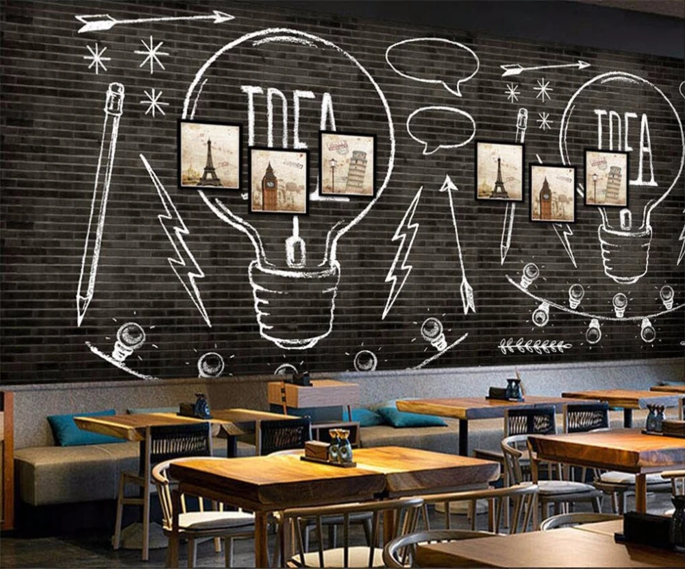 Большие обои на заказ Европейская и американская мода черная кирпичная