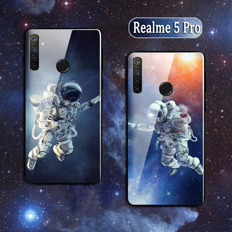 Auroras для OPPO Realme 5 Pro Чехол астронавт в космосе окрашенный чехол из закаленного