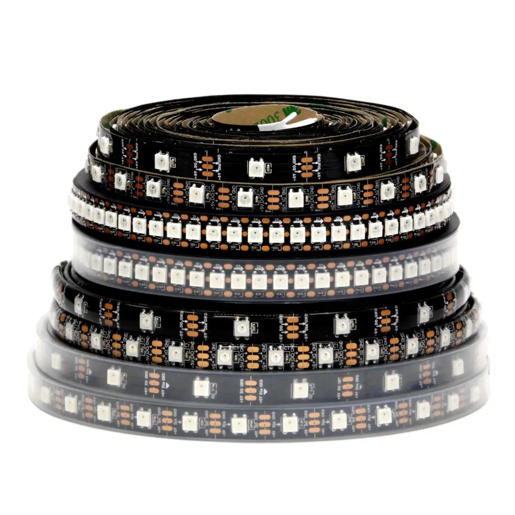 1 м/5 м WS2812B Светодиодная лента 30/60/144 пикселей/светодиодов/m WS2812 Смарт RGB