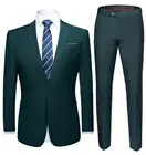 Новинка 2021, мужской костюм темно-зеленого цвета, официальный костюм, пиджак, брюки, облегающий деловой смокинг, костюм из 2 предметов, костюм для свадьбы, мужской костюм