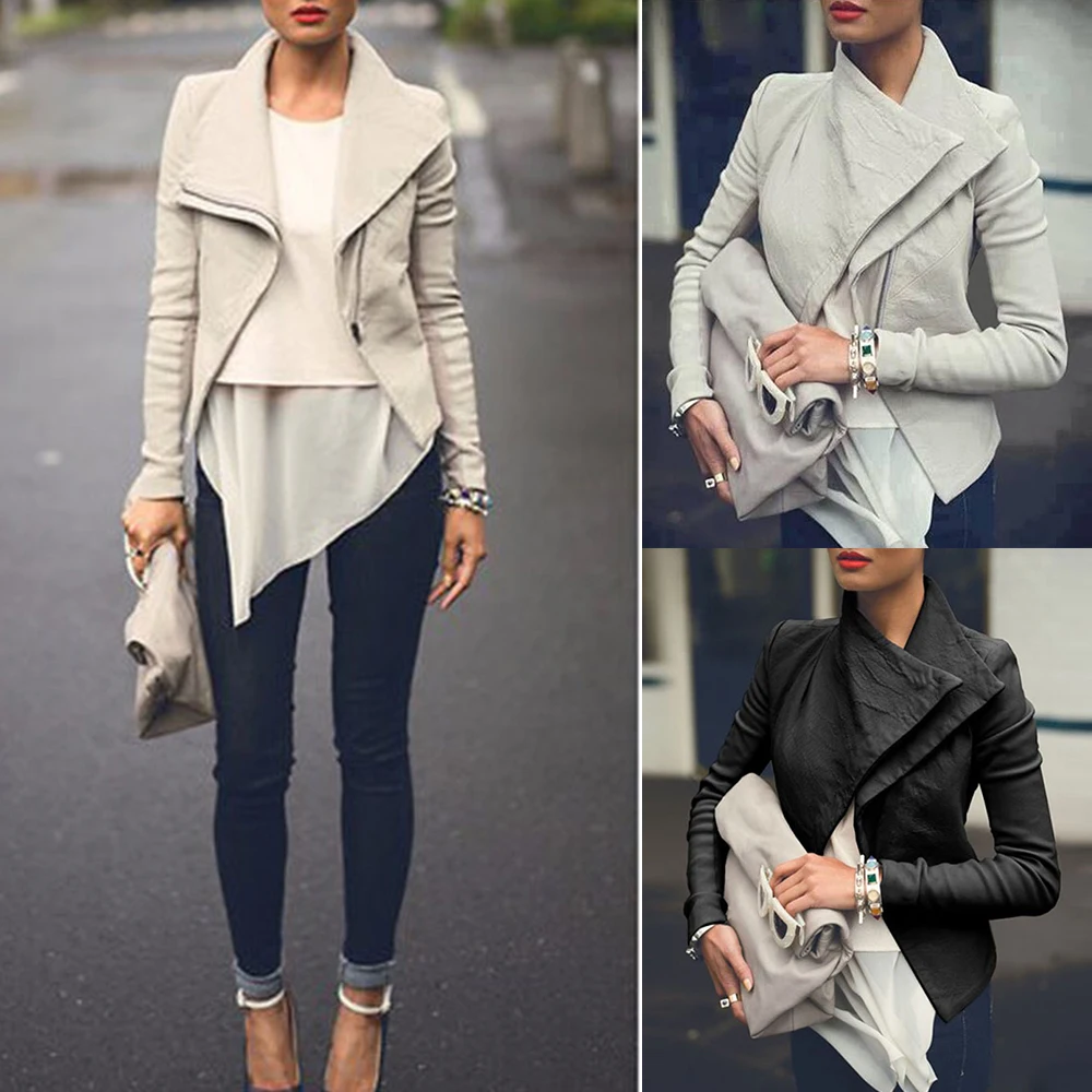 2019 горячая Распродажа осенне зимняя белая черная кожаная женская куртка на