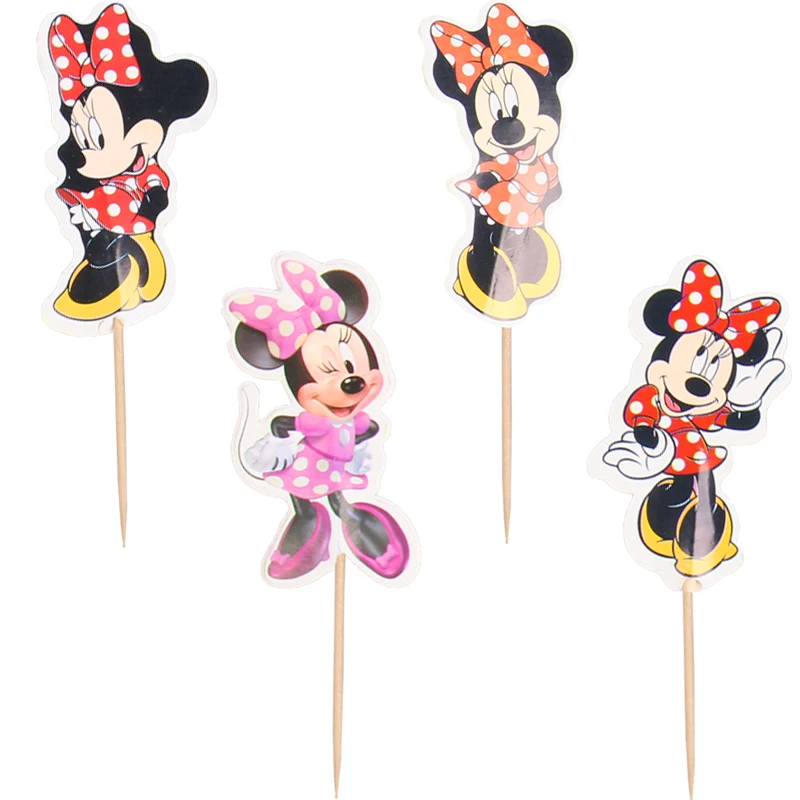 Minnie 24 шт. мультяшный Единорог тематический Топпер для кексов украшения торта украшения для дня рождения Детские вечерние принадлежности для девочек - Цвет: Minnie